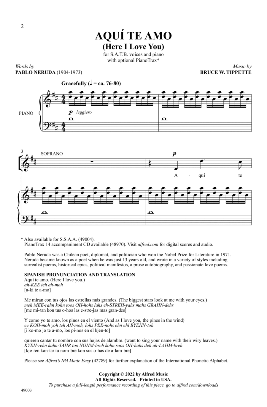 Aquí Te Amo Choir scores gallery preview page 1