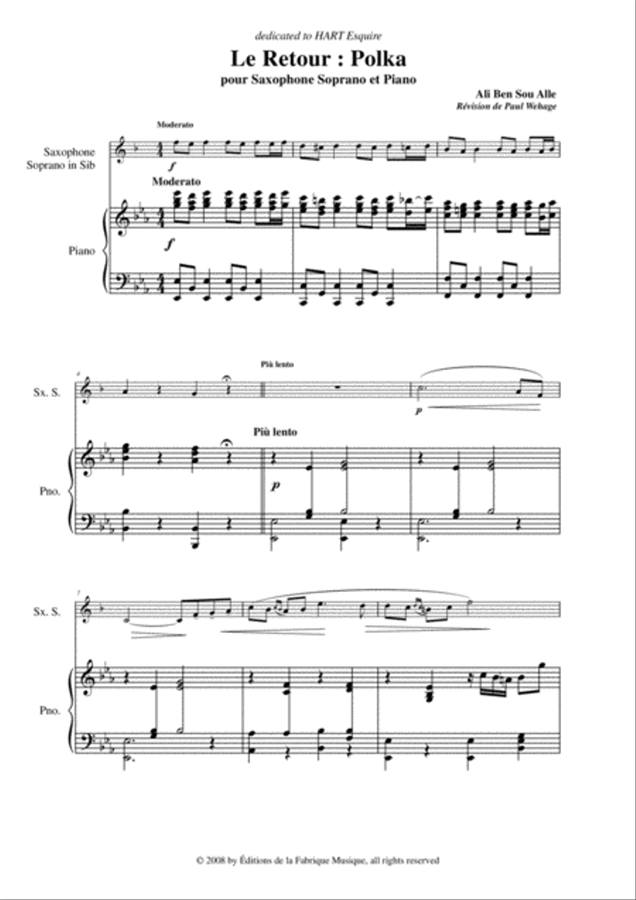 Ali Ben Sou Alle: Le Retour : Polka for soprano saxophone and piano Soprano Saxophone scores gallery preview page 3