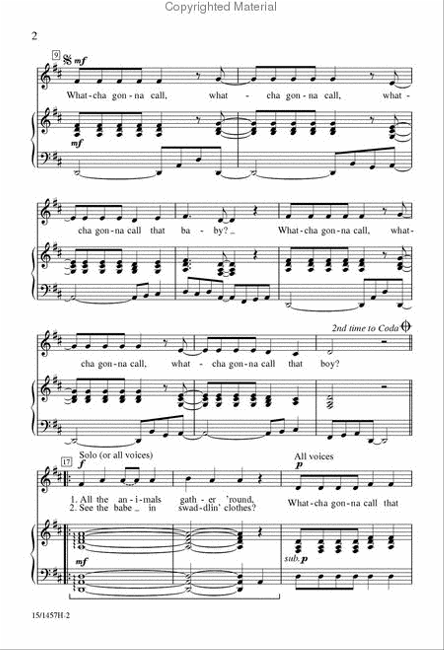 Whatcha Gonna Call That Baby? Unison Choir scores gallery preview page 3