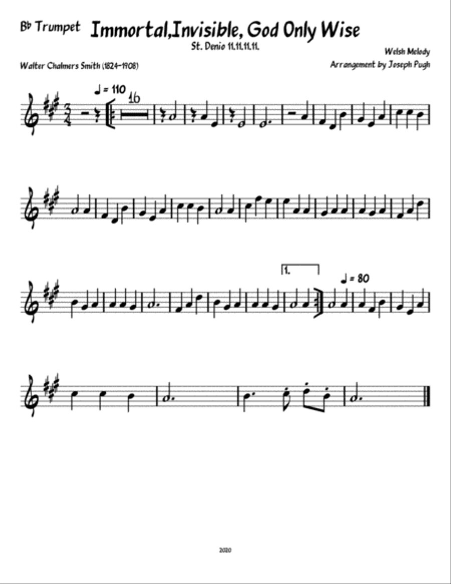 Immortal, Invisible, God Only Wise Brass Ensemble scores gallery preview page 5