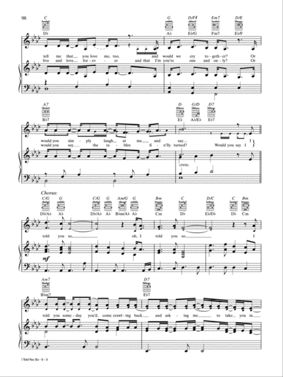 I Told You So Piano, Vocal, Guitar scores gallery preview page 3