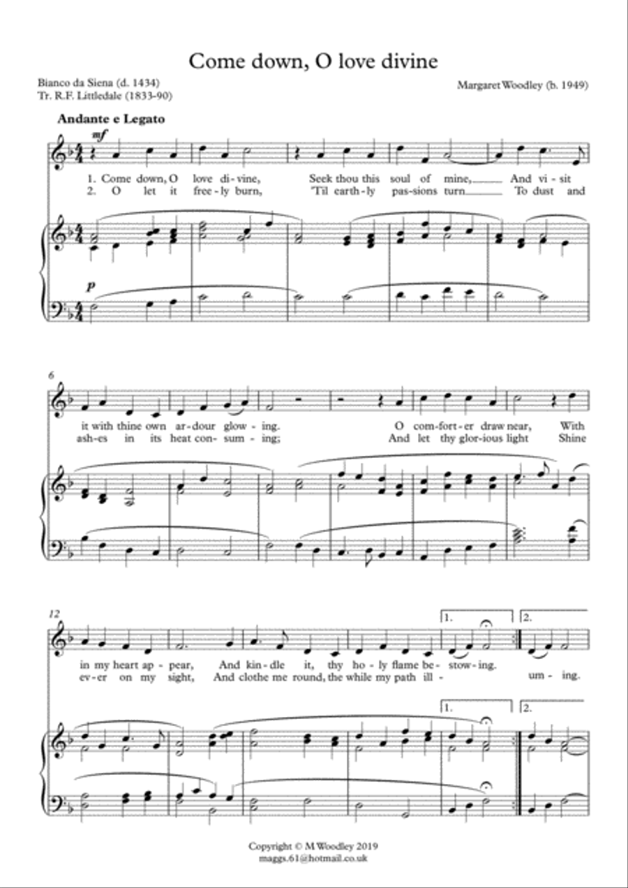 Come Down, O Love Divine (Anthem setting) SA scores gallery preview page 2