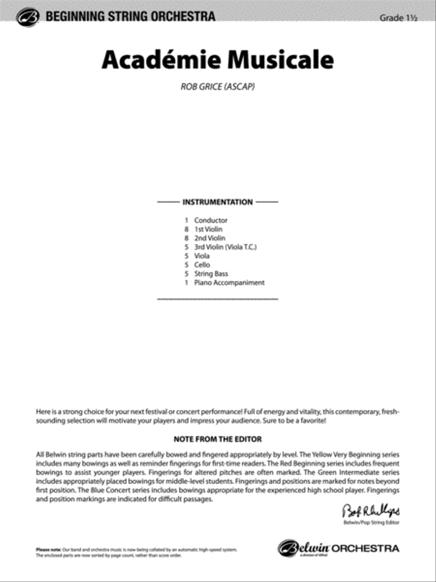 Academié Musicale: Score String Orchestra scores gallery preview page 1