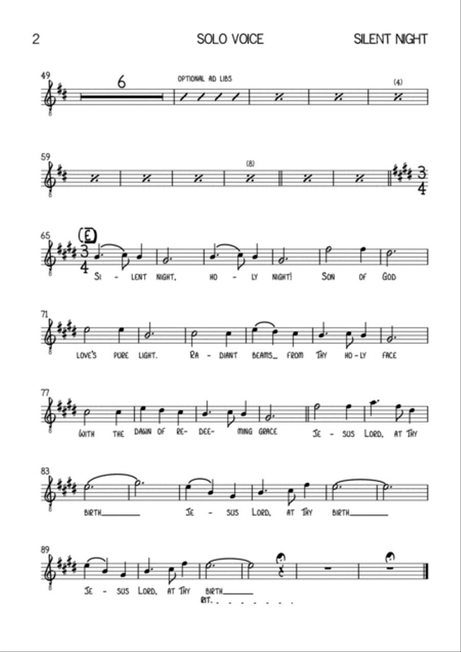 Silent Night - Male Vocal with Pops Orchestra and optional Choir Key of D to E Full Orchestra scores gallery preview page 2