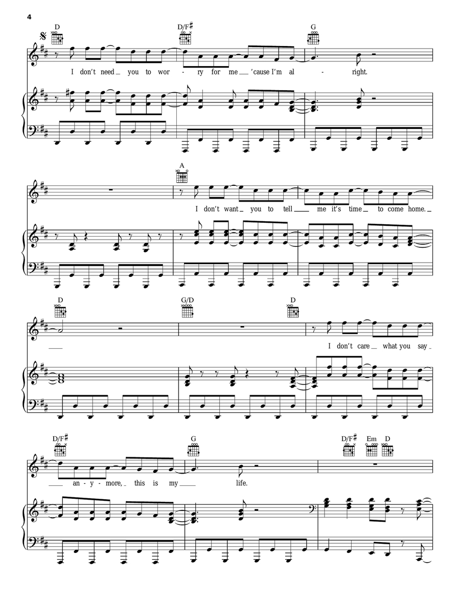 My Life Piano, Vocal, Guitar scores gallery preview page 4