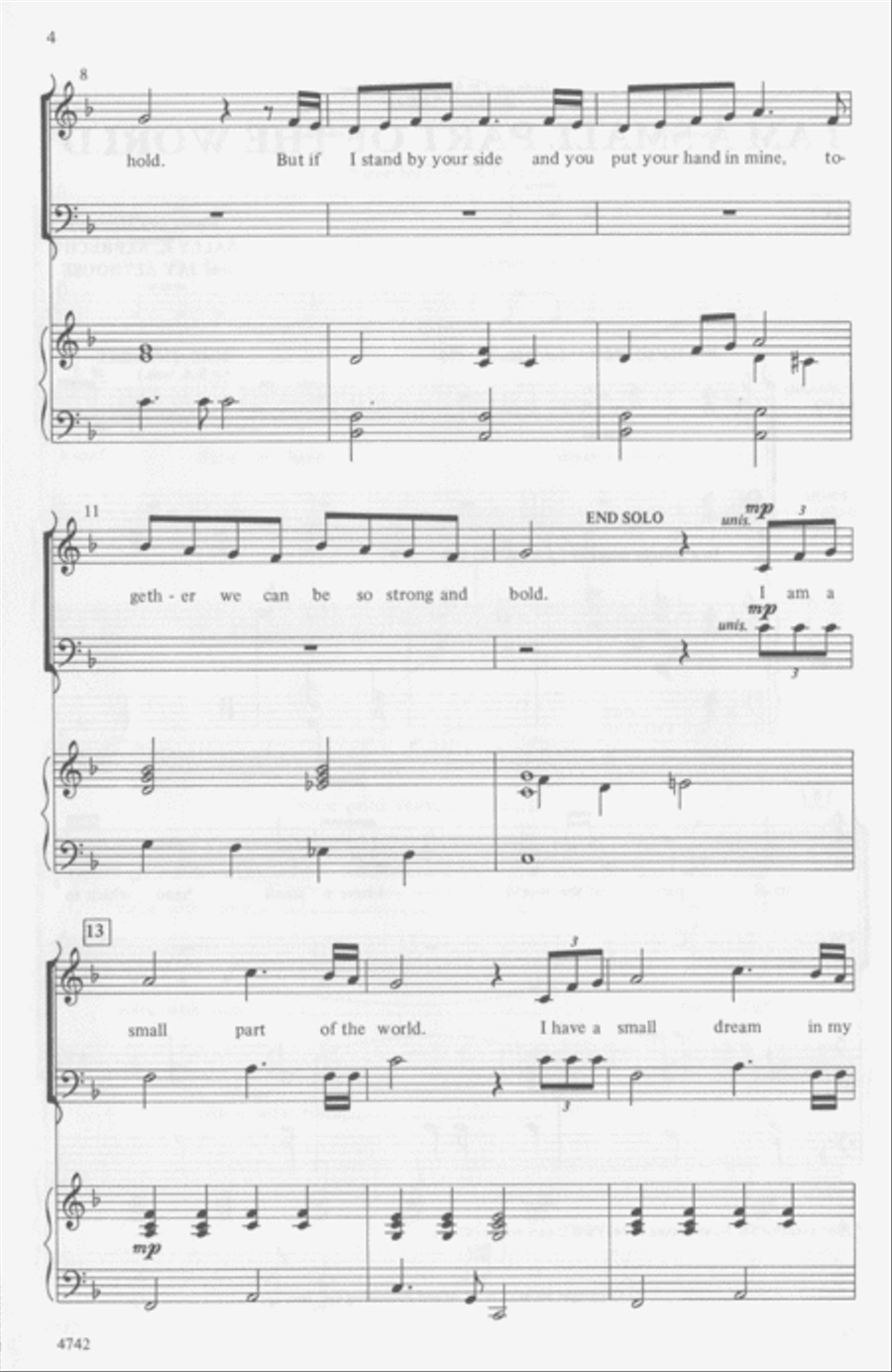 I Am a Small Part of the World 4-Part scores gallery preview page 3