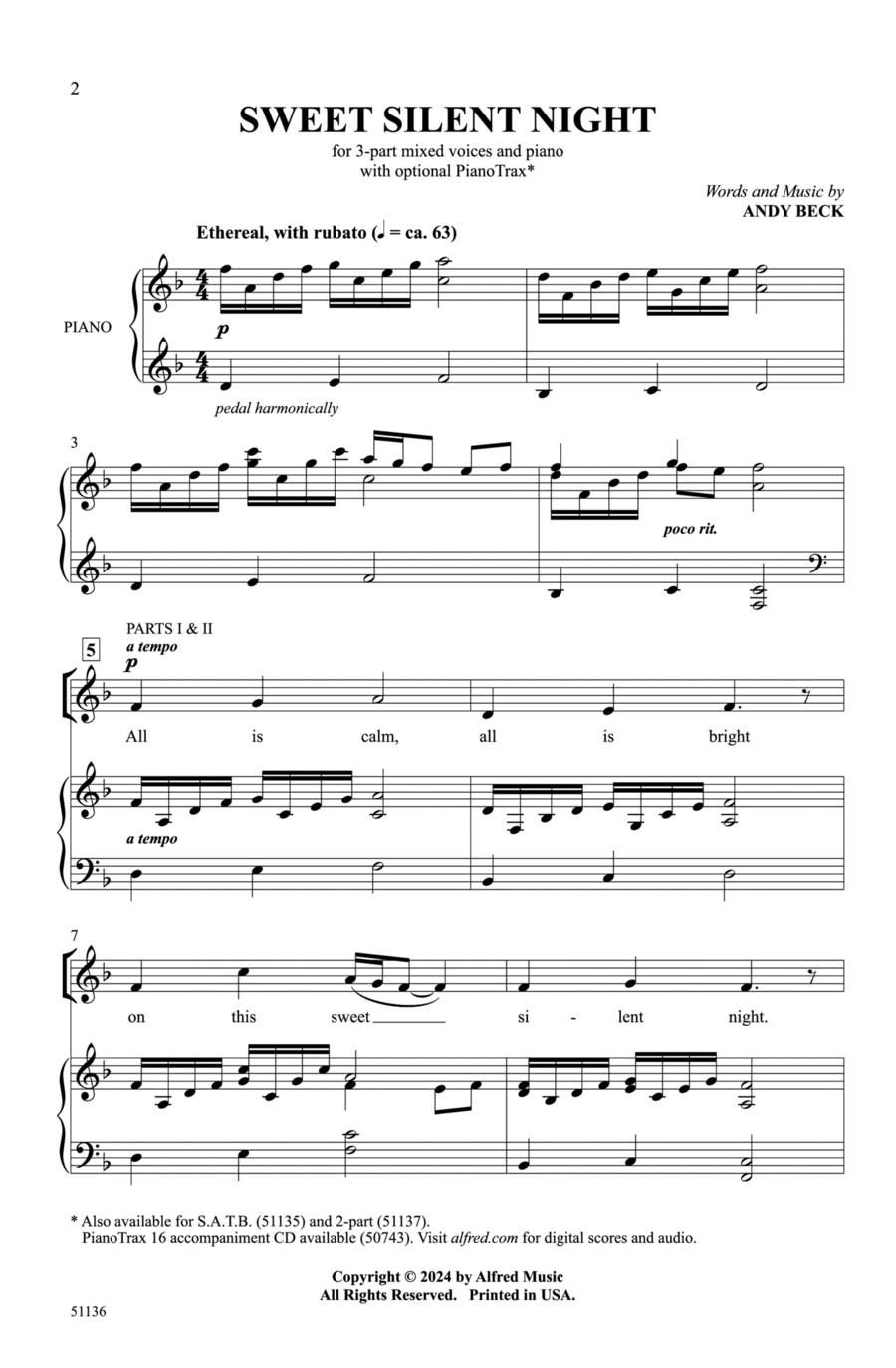 Sweet Silent Night Choir scores gallery preview page 1