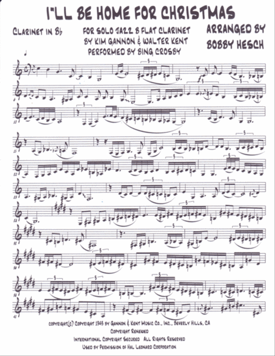 I'll Be Home For Christmas Clarinet Solo scores gallery preview page 1
