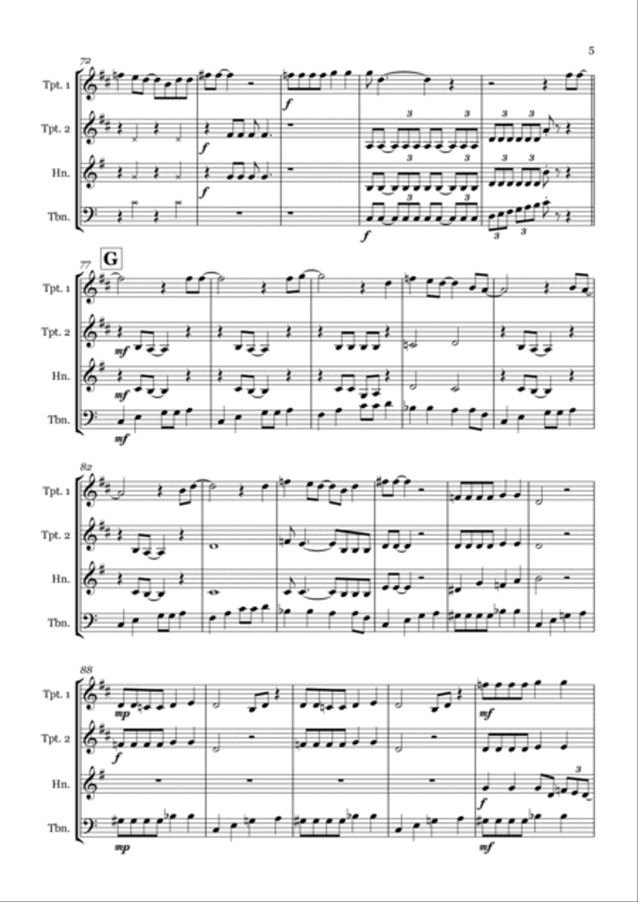 Crazy Little Thing Called Love Brass Quartet scores gallery preview page 5