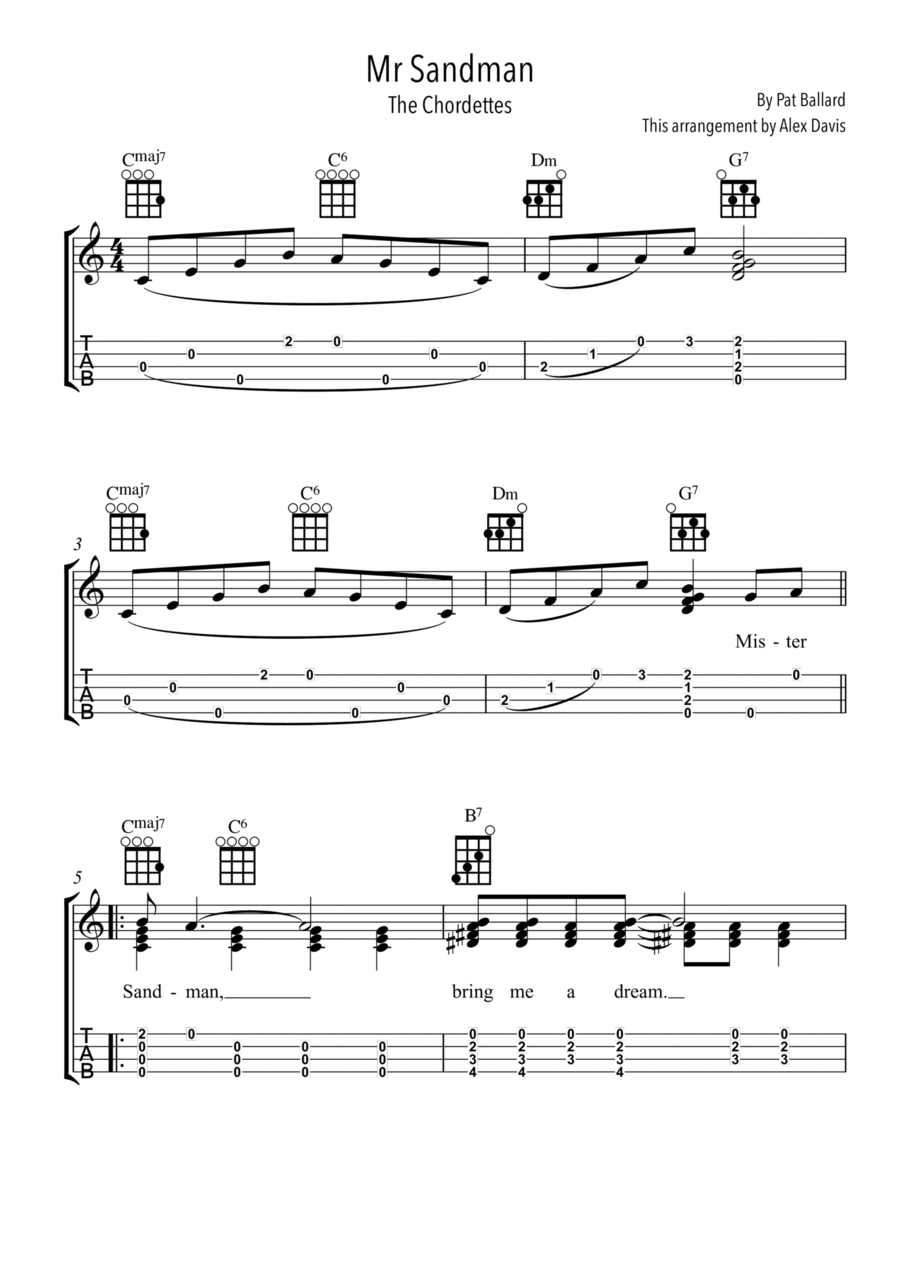 Mr. Sandman Ukulele scores gallery preview page 1