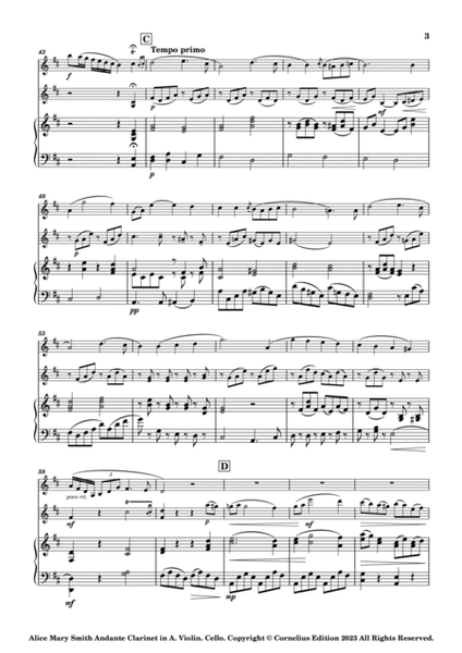 Alice Mary Smith Sonata in A Major "Andante" Clarinet, Violin and Piano Small Ensemble (Piano Trio)