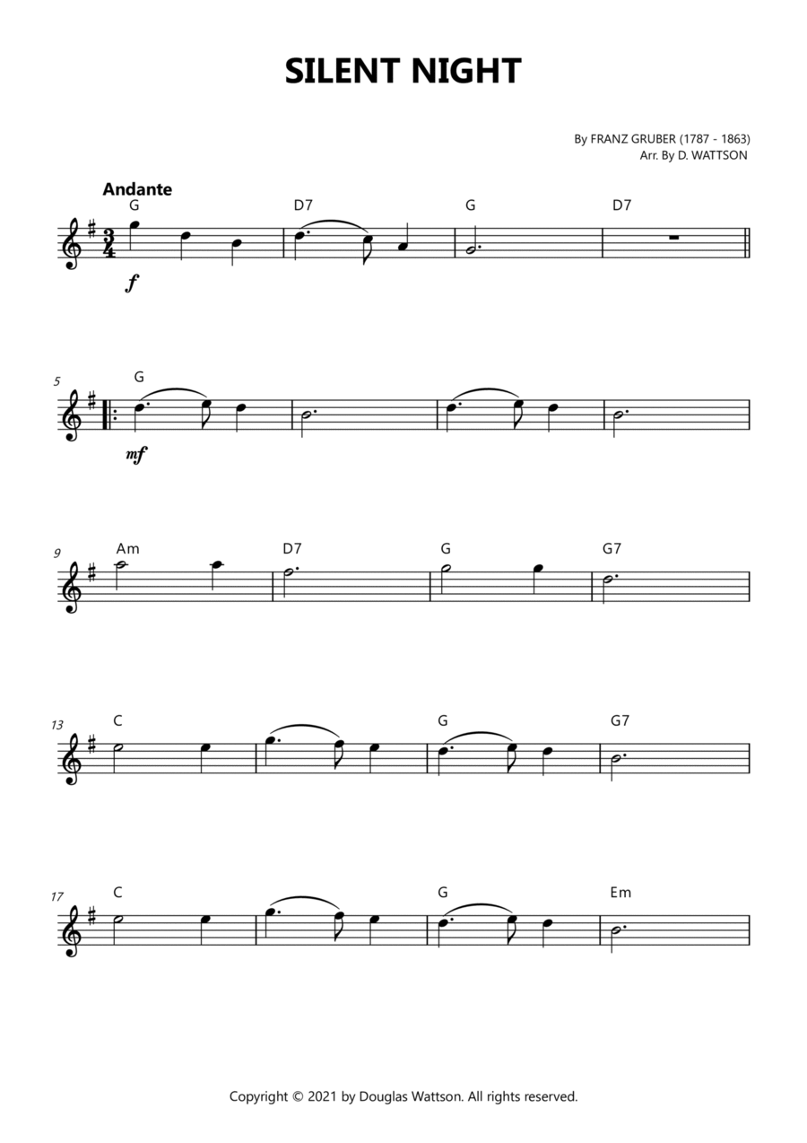 Silent Night Silent Night C Instrument scores gallery preview page 1
