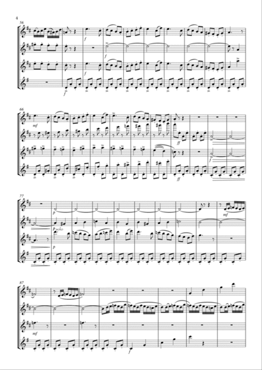 Dance of the Tumblers from 'The Snow Maiden Flute Quartet scores gallery preview page 4