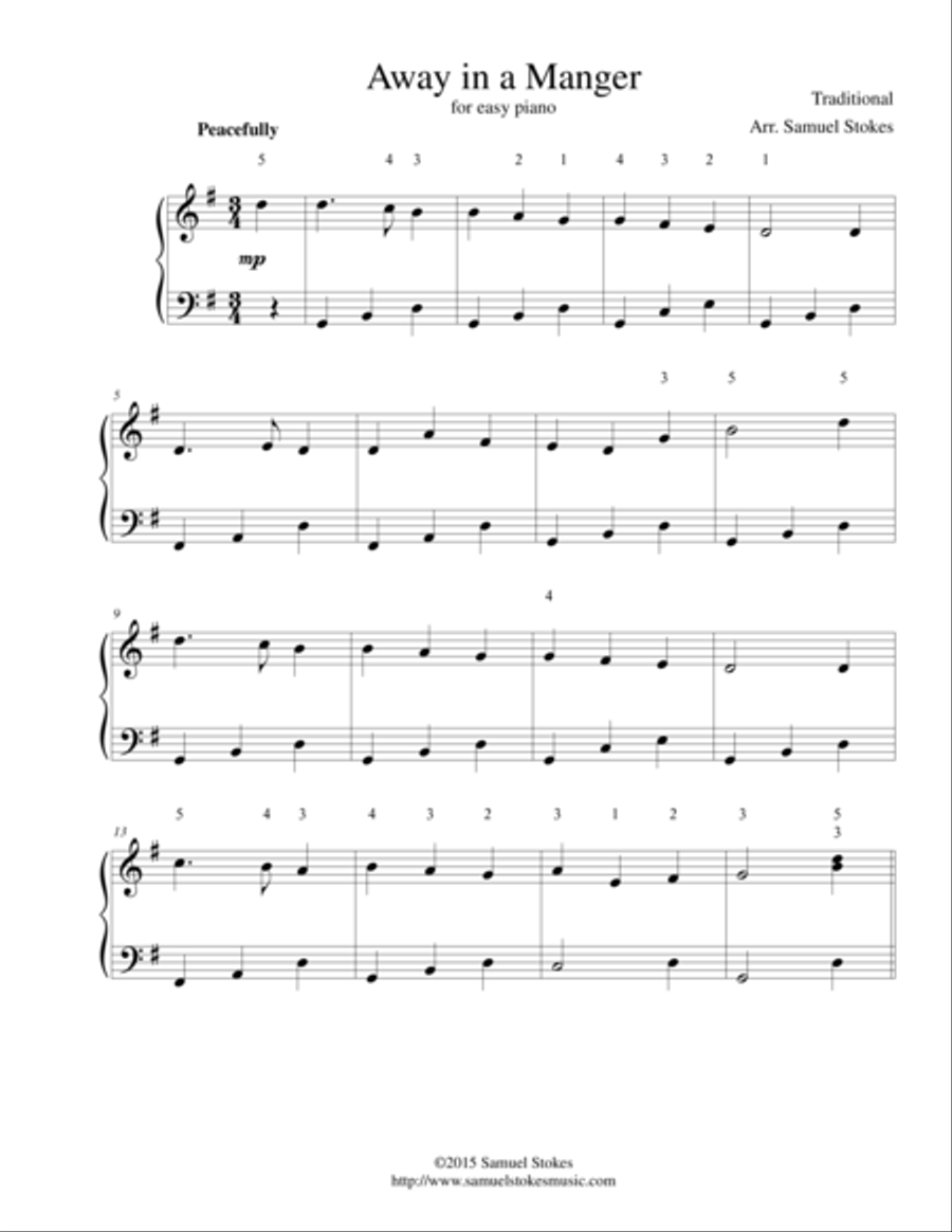 Away in a Manger - for easy piano Easy Piano scores gallery preview page 1