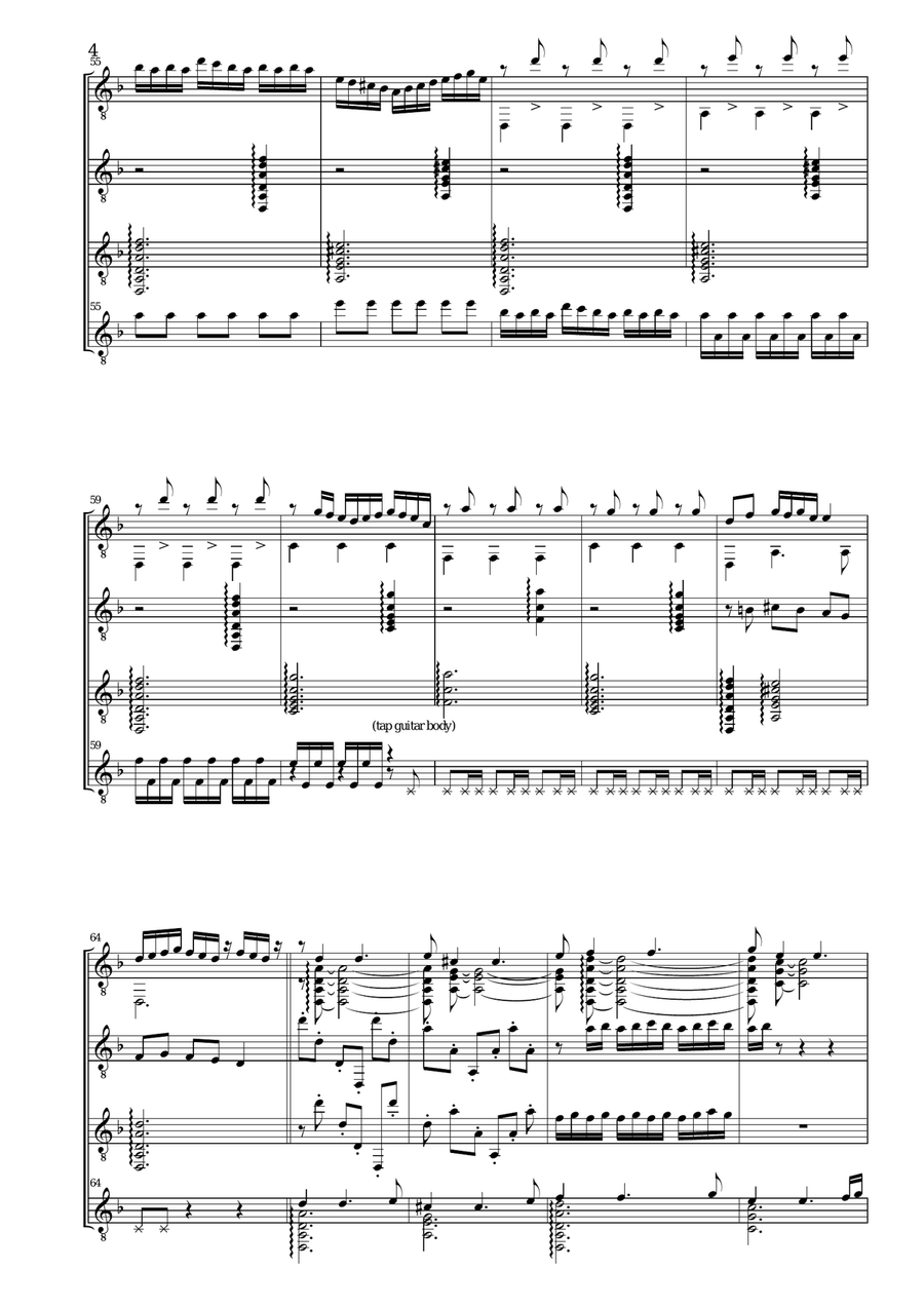 La Folia Variation for Guitar Quartet Small Ensemble scores gallery preview page 4