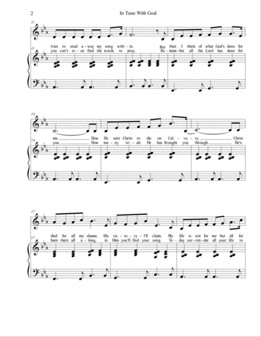 In Tune With God In Tune With God Vocal Duet scores gallery preview page 2