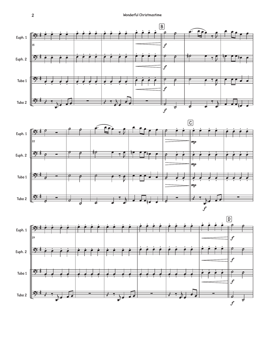 Wonderful Christmastime Brass Quartet scores gallery preview page 2