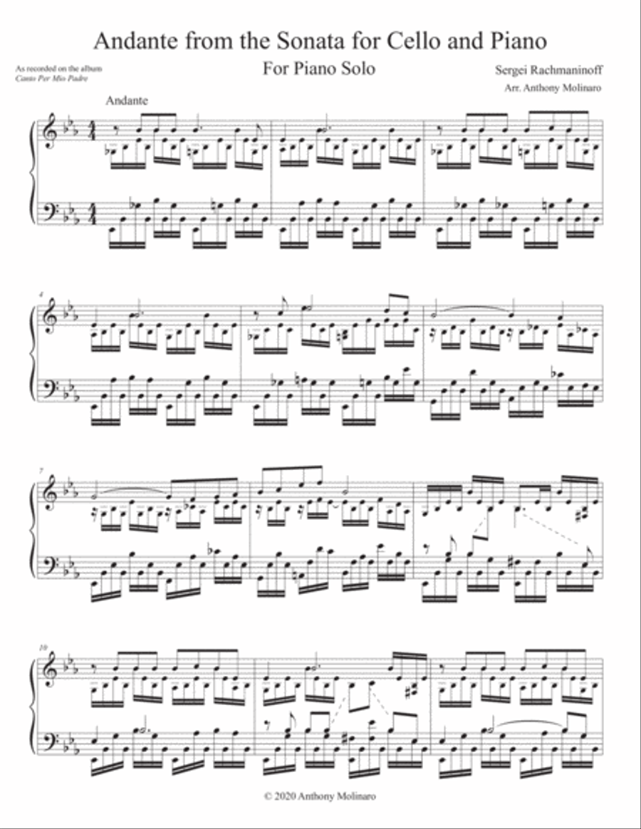 Andante from the Sonata for Cello and Piano (Rachmaninoff / Molinaro)