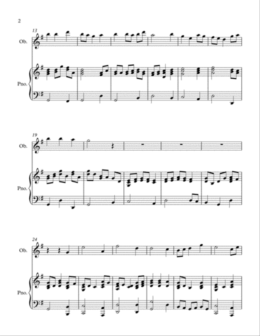 A Medley of Favourite Hymns (oboe and piano) Piano scores gallery preview page 2