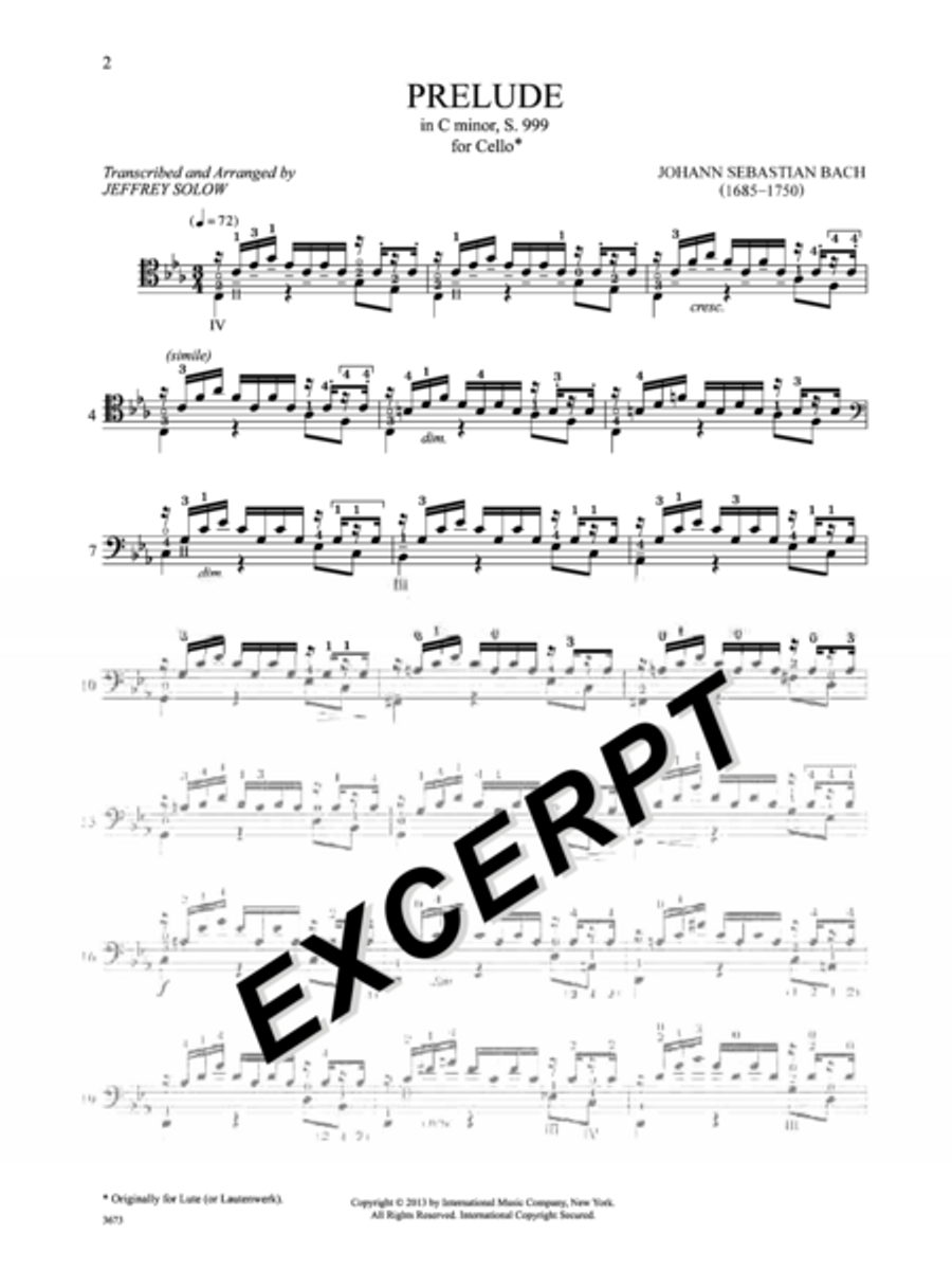 Prelude In C Minor, S. 999 Cello scores gallery preview page 2