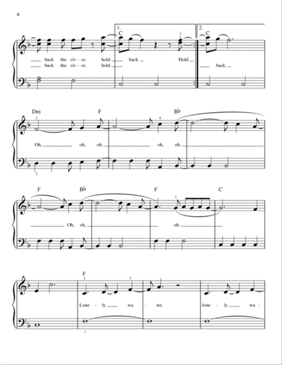 Hold Back The River Easy Piano scores gallery preview page 4