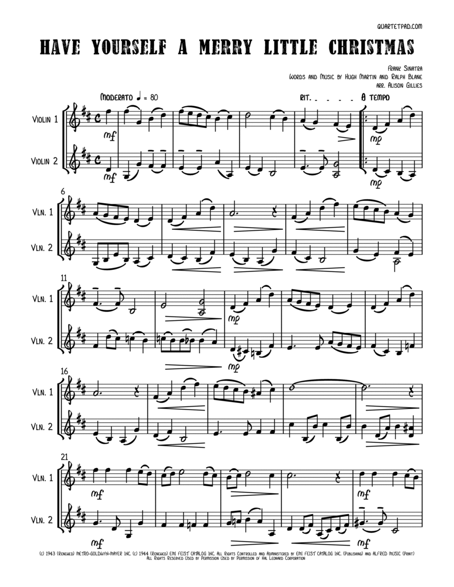 Have Yourself A Merry Little Christmas String Duet scores gallery preview page 1