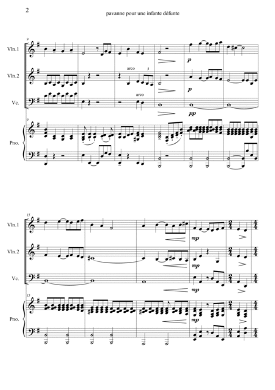 Pavanne Pour Une Infante Defunte Piano Quartet scores gallery preview page 2