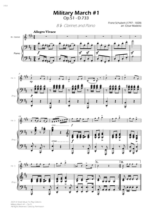 Military March No.1, Op.51 - Bb Clarinet and Piano (Full Score)