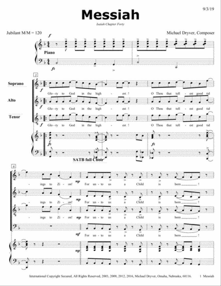 Messiah Messiah Small Ensemble scores gallery preview page 1