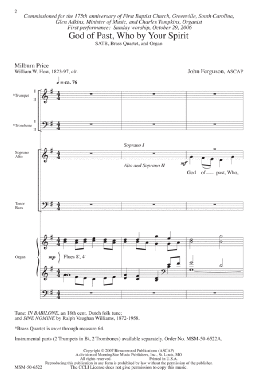 God of Past, Who By Your Spirit (Downloadable Choral Score)