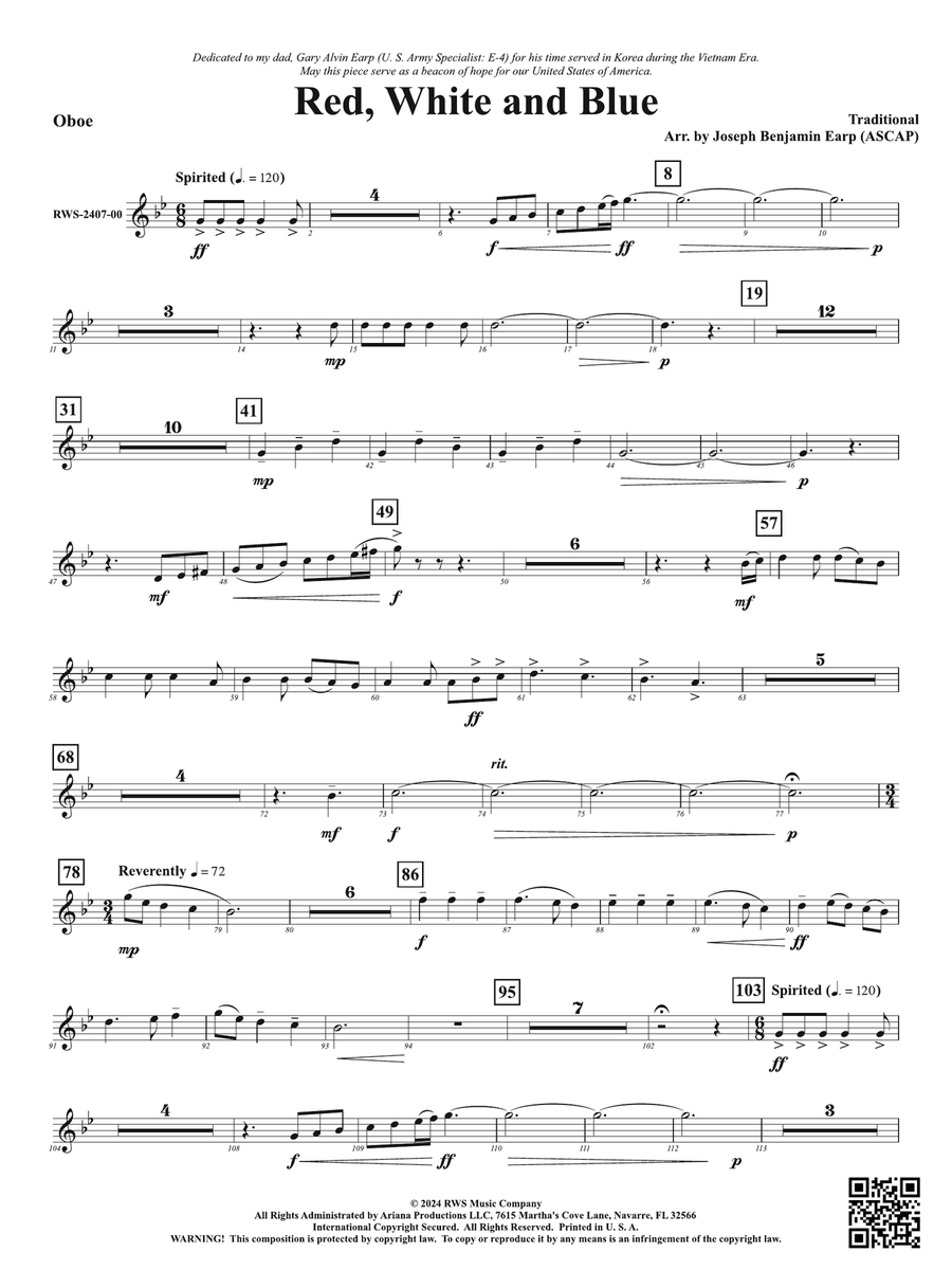 Red, White and Blue: Oboe Oboe scores gallery preview page 1