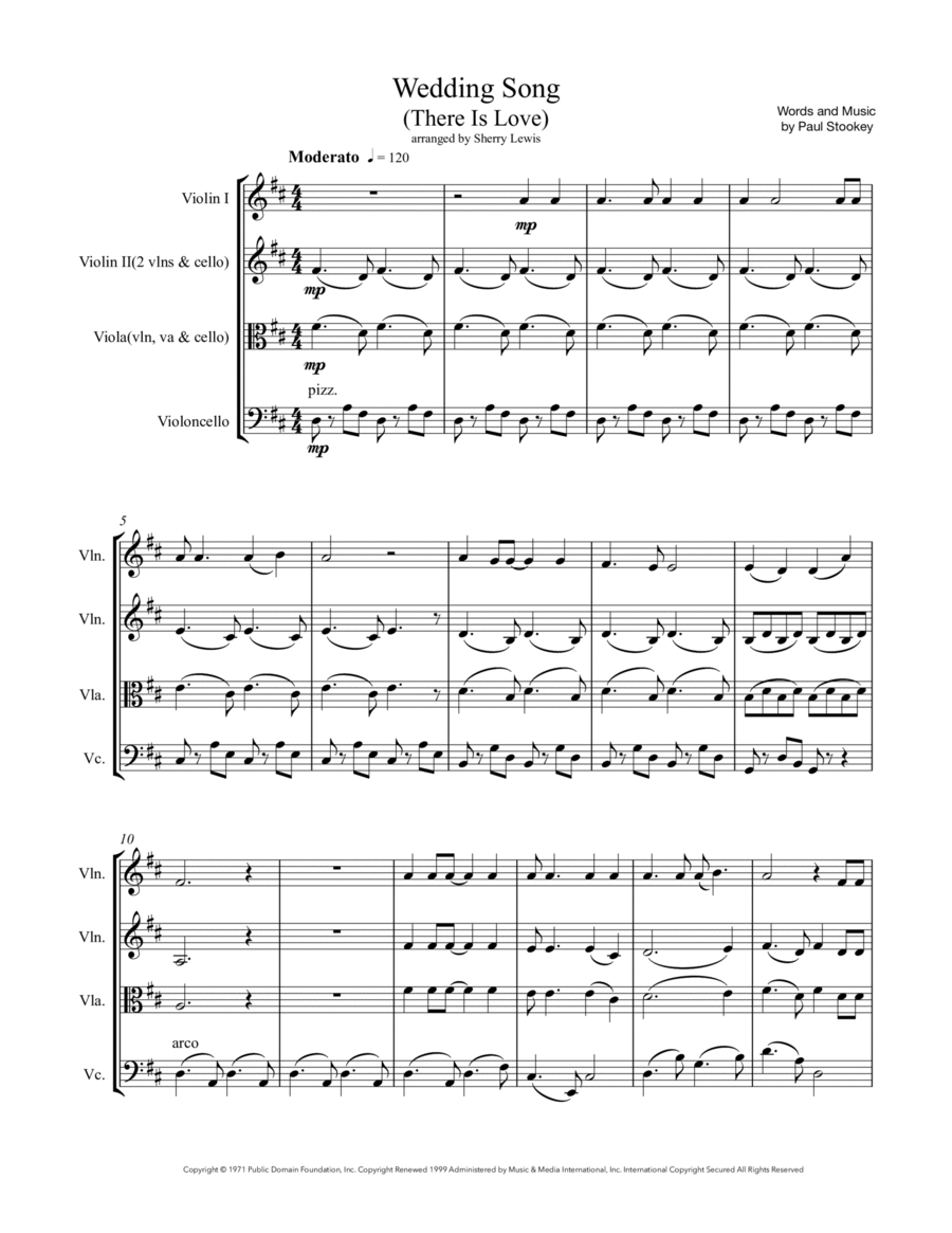 Wedding Song (There Is Love) String Trio scores gallery preview page 1