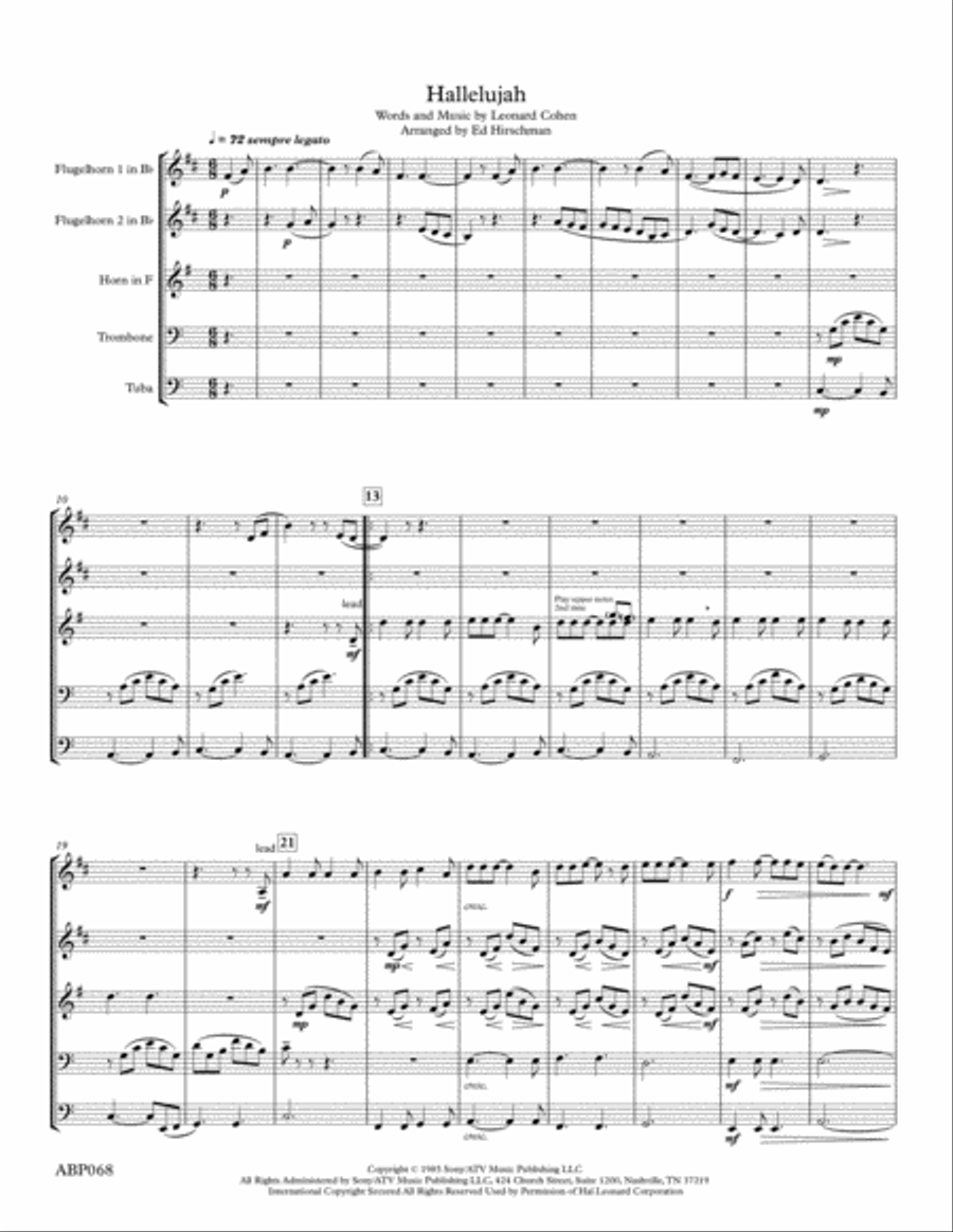 Hallelujah Hallelujah Brass Ensemble scores gallery preview page 2