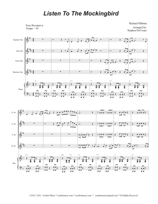 Listen To The Mockingbird (Saxophone Quartet and Piano)