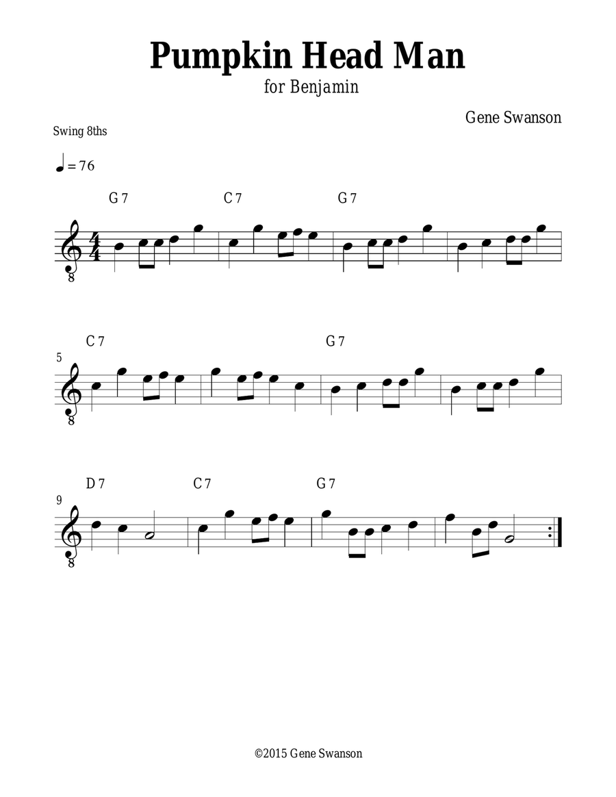 Pumpkin Head Man - Play Along! Piano scores gallery preview page 1