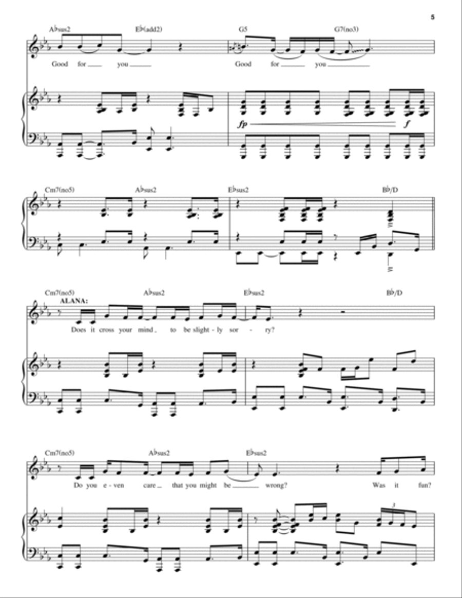 Good For You (from Dear Evan Hansen) Voice scores gallery preview page 5