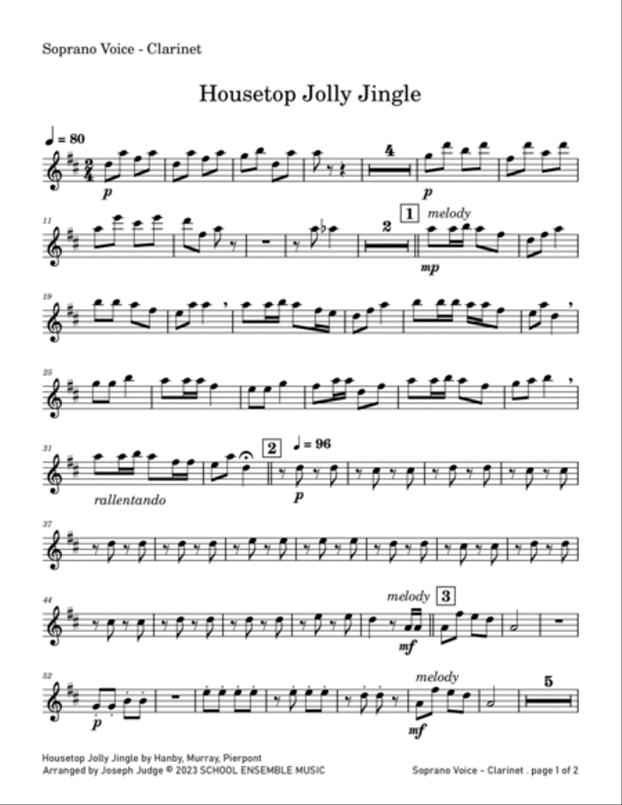 Housetop Jolly Jingle for Clarinet Quartet in Schools Clarinet Quartet scores gallery preview page 6