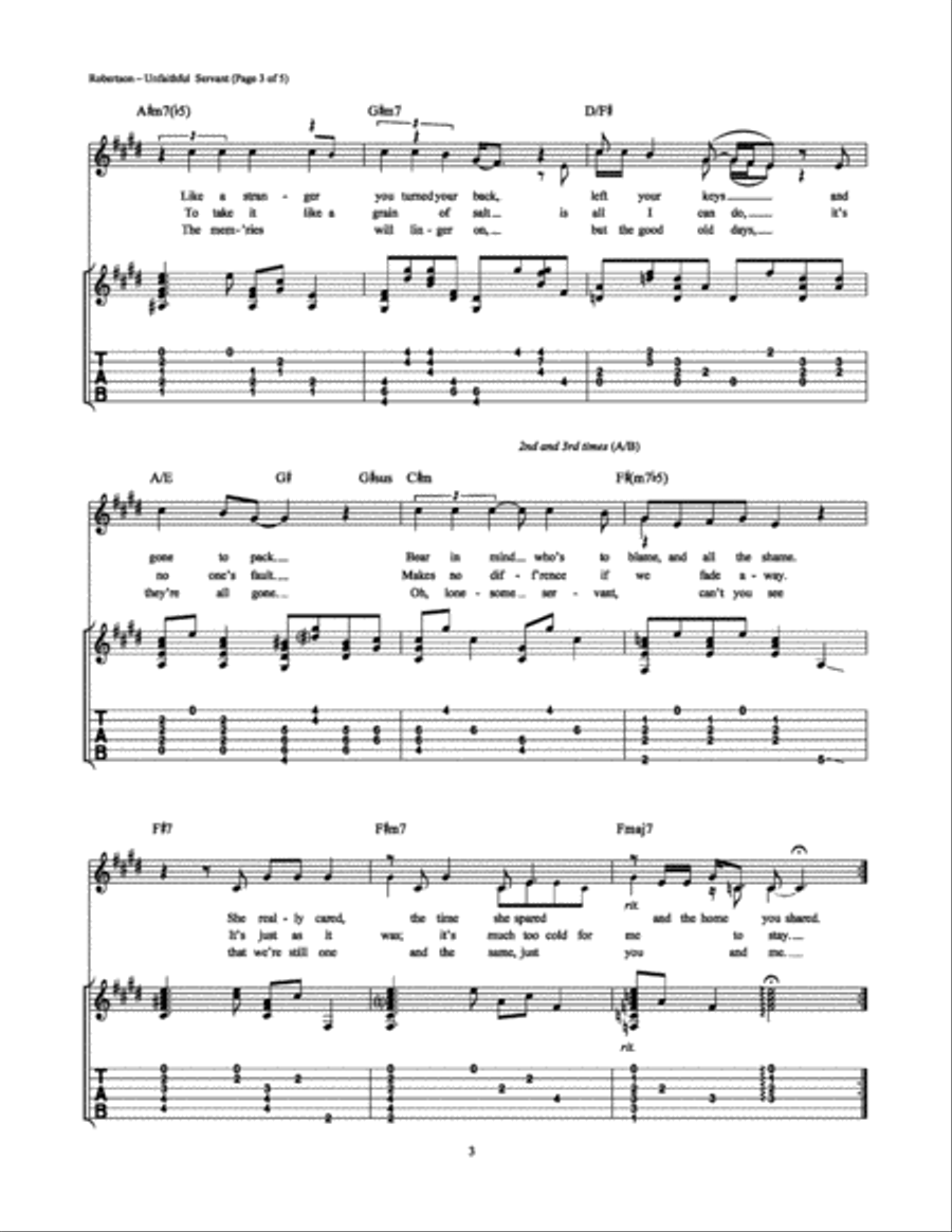 Unfaithful Servant Electric Guitar scores gallery preview page 3