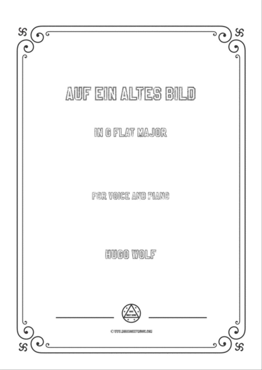 Wolf-Auf ein altes Bild in G flat Major,for Voice and Piano Voice Solo scores gallery preview page 1