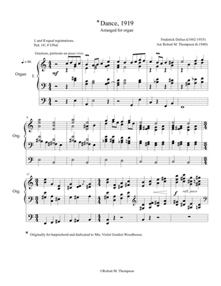 Frederick Delius, "Dance for Organ", transcribed from the harpsichord version.