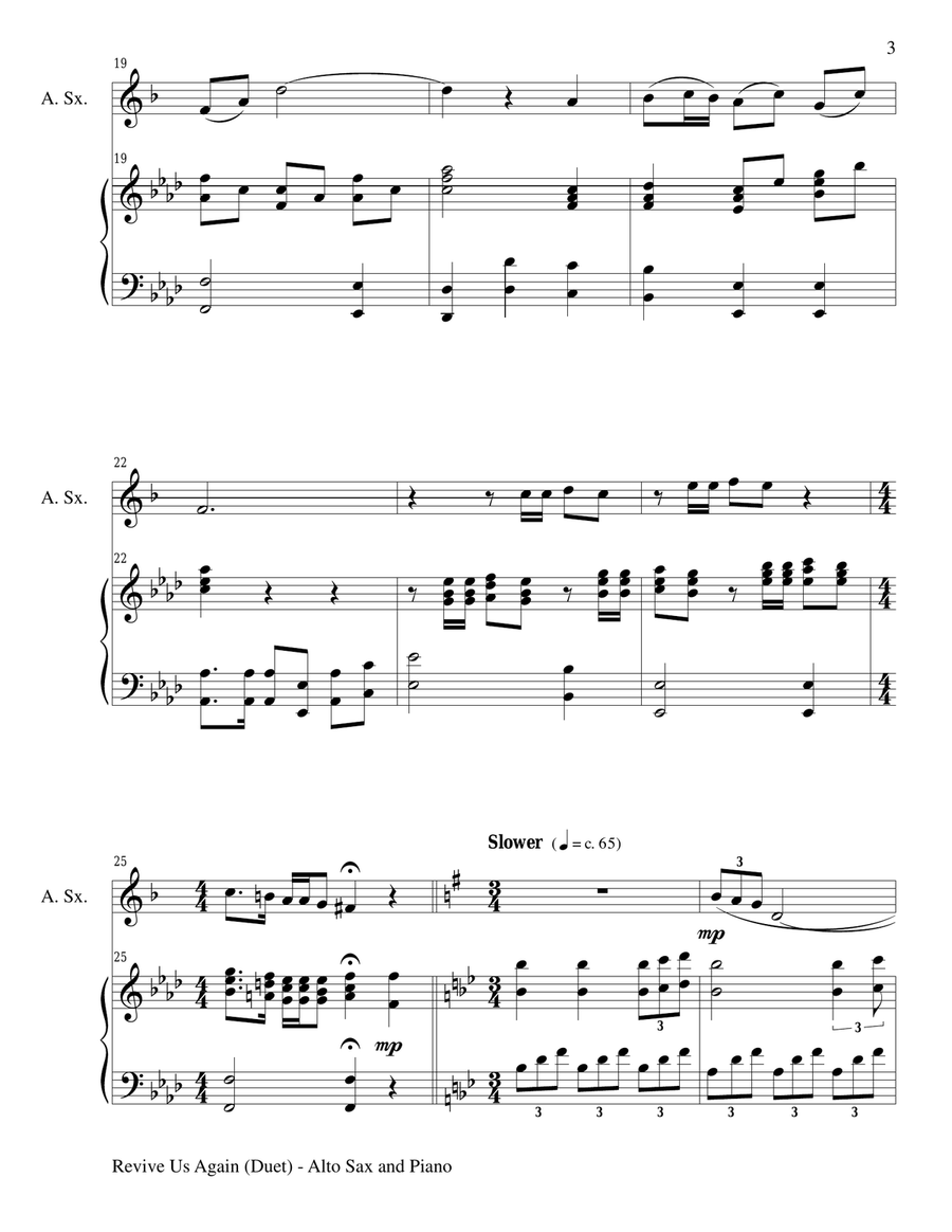 REVIVE US AGAIN (Duet – Alto Sax and Piano/Score and Parts) Woodwind Duet scores gallery preview page 3