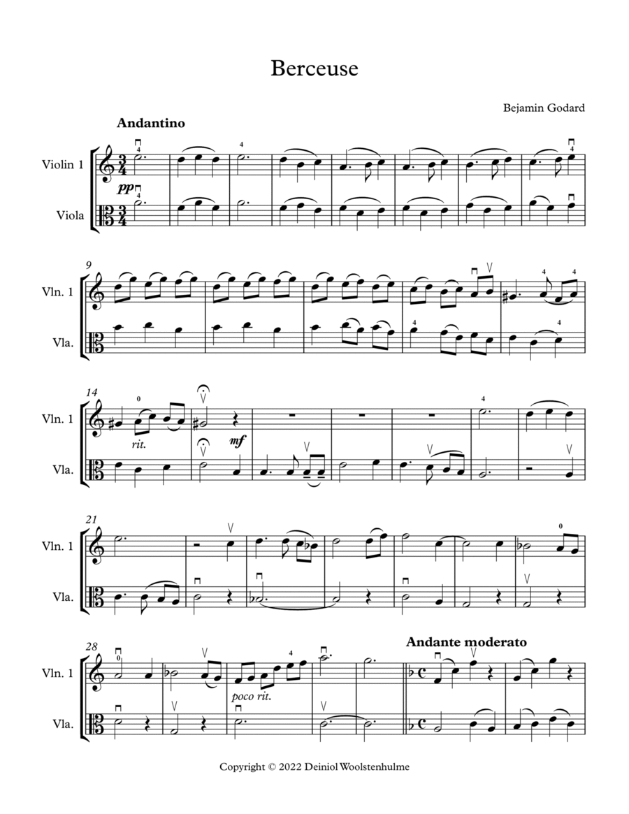 Berceuse Berceuse String Duet scores gallery preview page 1