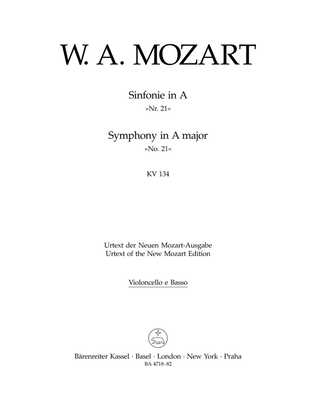Book cover for Symphony, No. 21 A major, KV 134