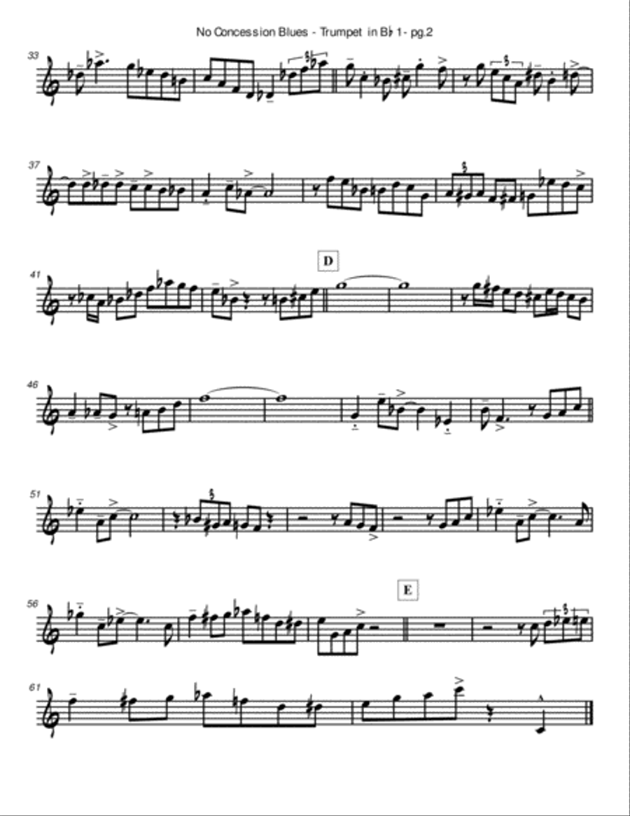 No Concession Blues for Trumpet Quartet by Eddie Lewis Brass Ensemble scores gallery preview page 4