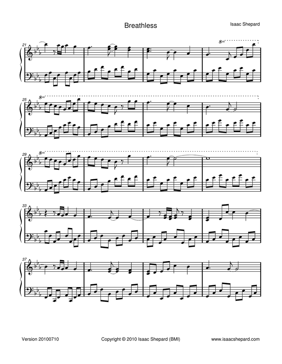 Breathless Piano Solo scores gallery preview page 2