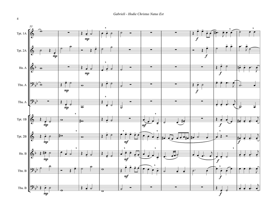 Hodie Christus Natus Est for 10-piece brass ensemble Brass Ensemble scores gallery preview page 4