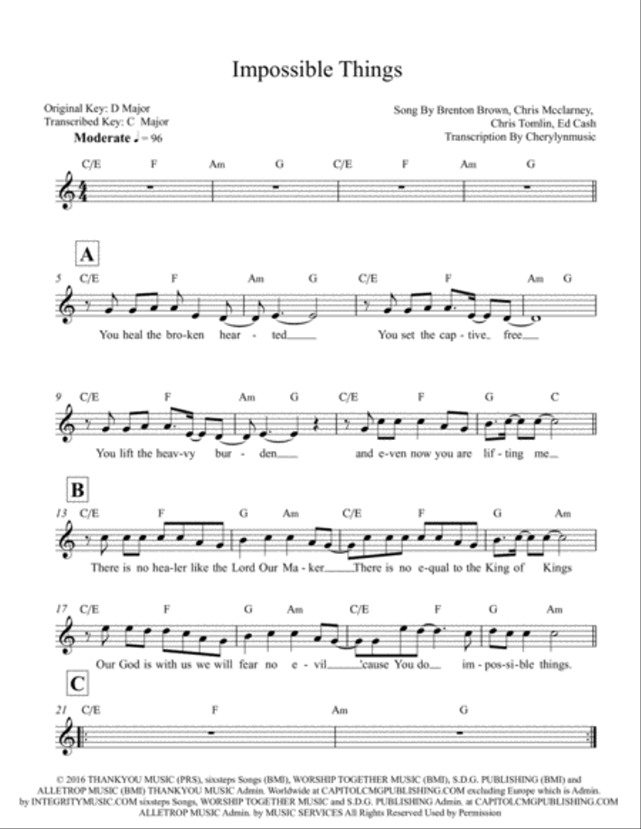 Impossible Things Choir scores gallery preview page 1