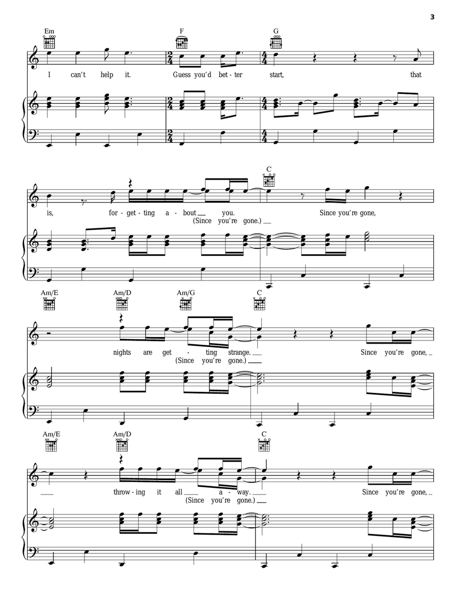 Since You're Gone Since You're Gone Piano, Vocal, Guitar scores gallery preview page 3