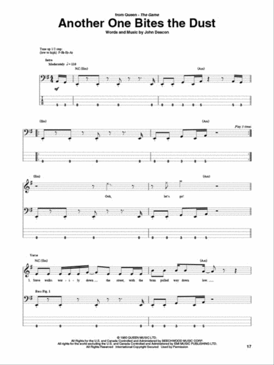 25 Top Rock Bass Songs Guitar Tablature scores gallery preview page 4
