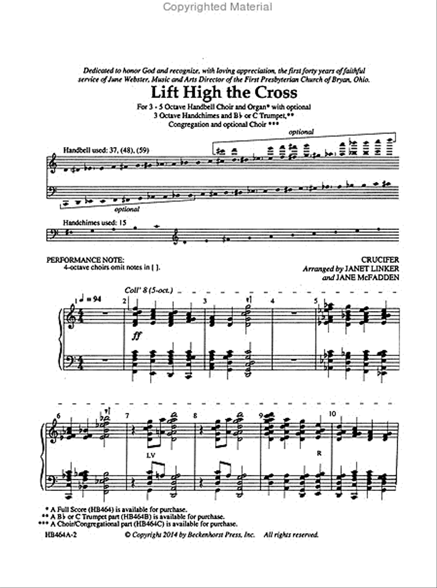 Lift High the Cross - handbell part Handbell Choir scores gallery preview page 2